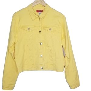 Milly Jeans Denim Jean Yellow Jacket Size XX-Large Boxy Long Sleeves